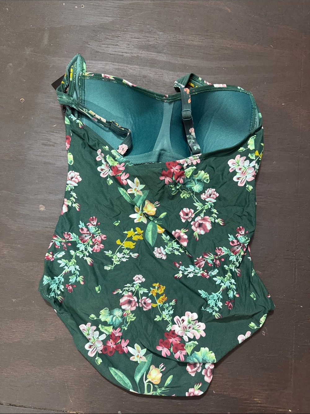 Women's Green Floral One-Piece Swimsuit with Supportive Fit - Picture 2 of 5